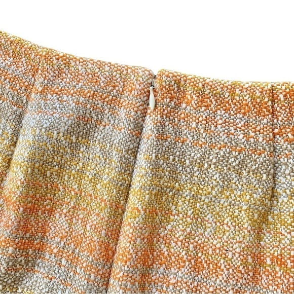 Talbots Tweed Ombre Cotton Blend Pencil Skirt Orange Yellow Ivory Size Petite 8 - Picture 4 of 6